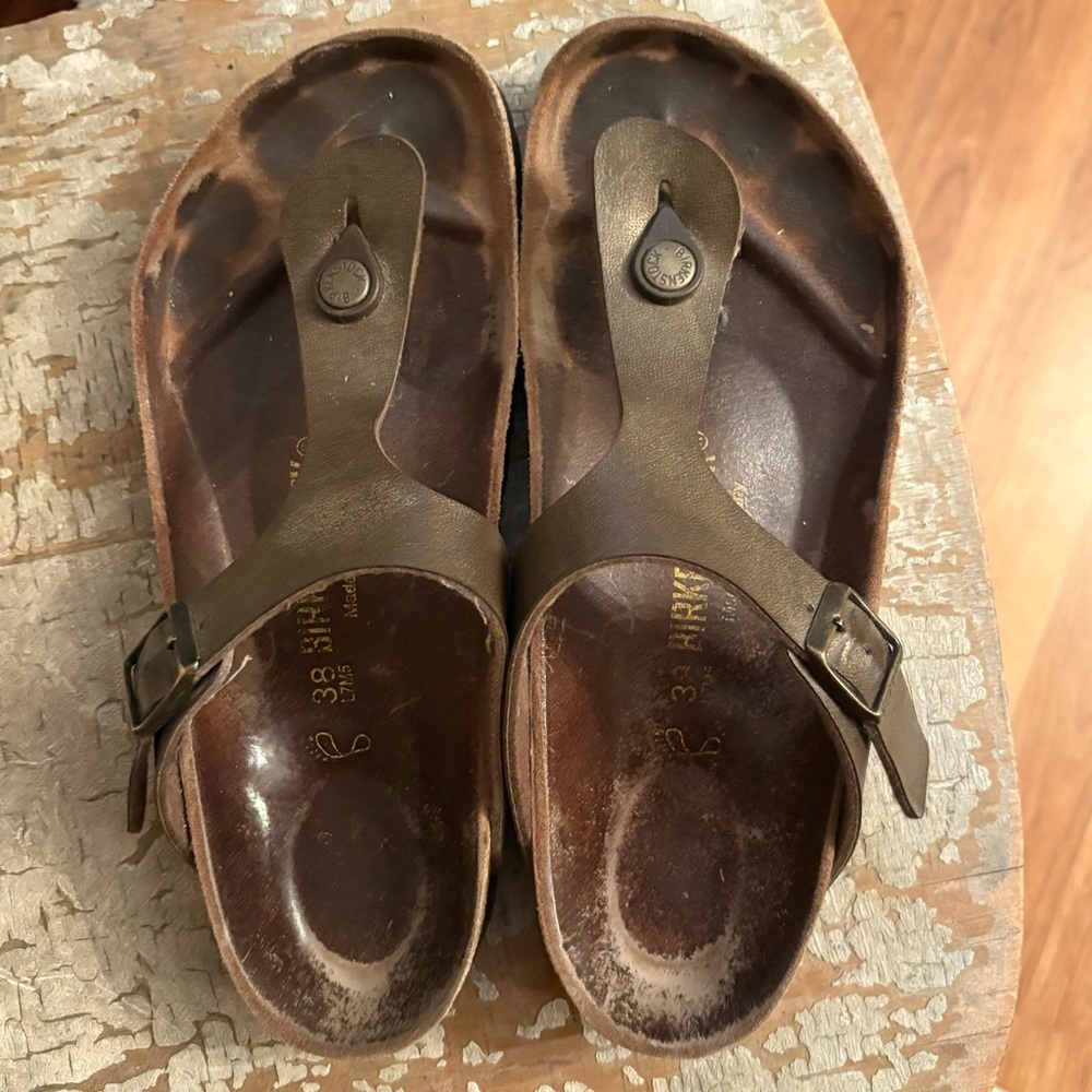 Birkenstock Gizeh thong sandals oiled leather Habana brown sz 38 Women 7 Men 5 - Picture 6 of 10